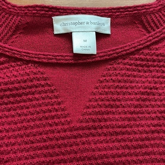 Christopher and Banks women’s woven maroon top with plaid faux under shirt - Picture 4 of 7